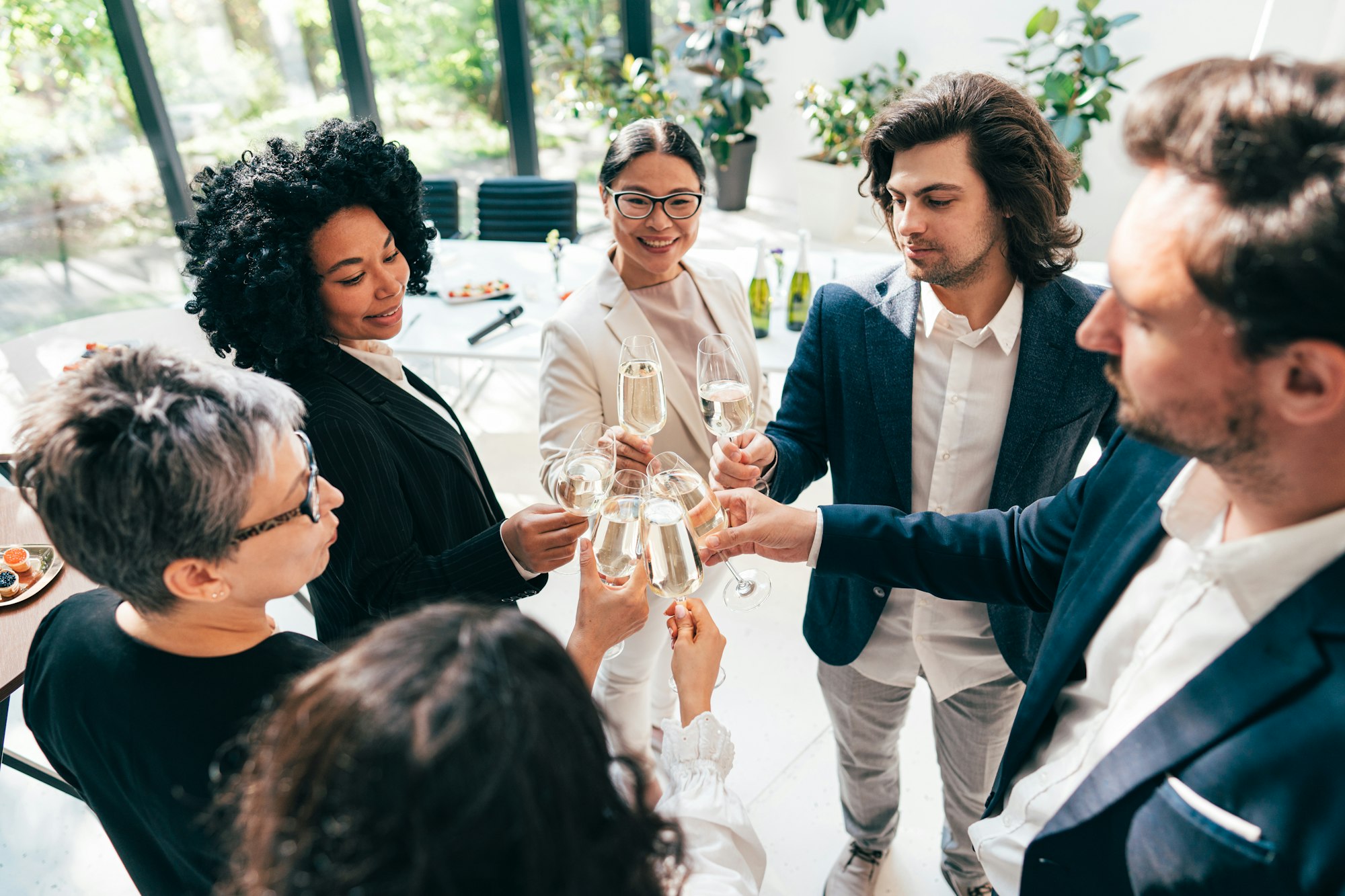 Businessmen and businesswomen making a corporate party